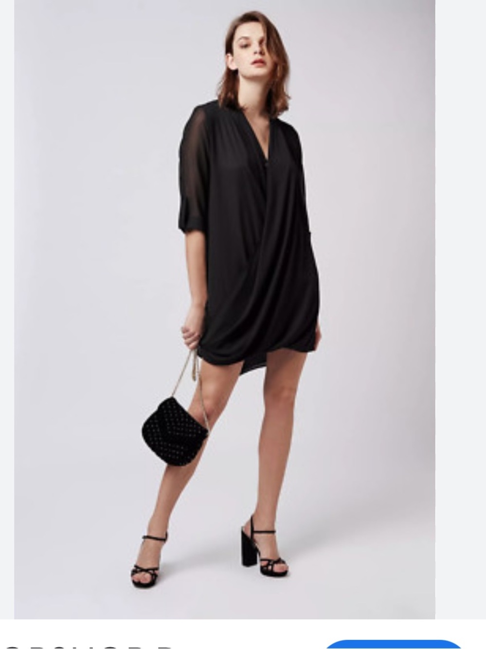 Topshop Black Asymmetrical Draped V-Neck Dress